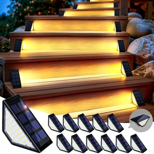 12 pack solar step lights for outside 24 leds solar step lights qutdoor solarchristmas lights outdoor for yard stair step patio deck wall warm white
