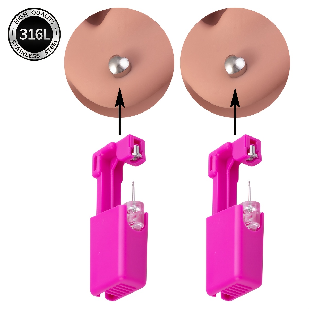 TEMU 2pcs Ear Jewelry Wearing Assistant, 316l Stainless Steel Shiny Synthetic Zirconia Ear Stud, Simple Diy Earring Auxiliary Tool, Fashion Women Ear