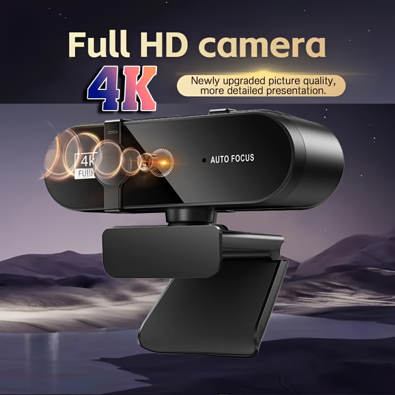 full hd 4k webcam auto focus 2 built in noise canceling microphones   with privacy cover   live blogging office   streaming photography gaming usb connection   360