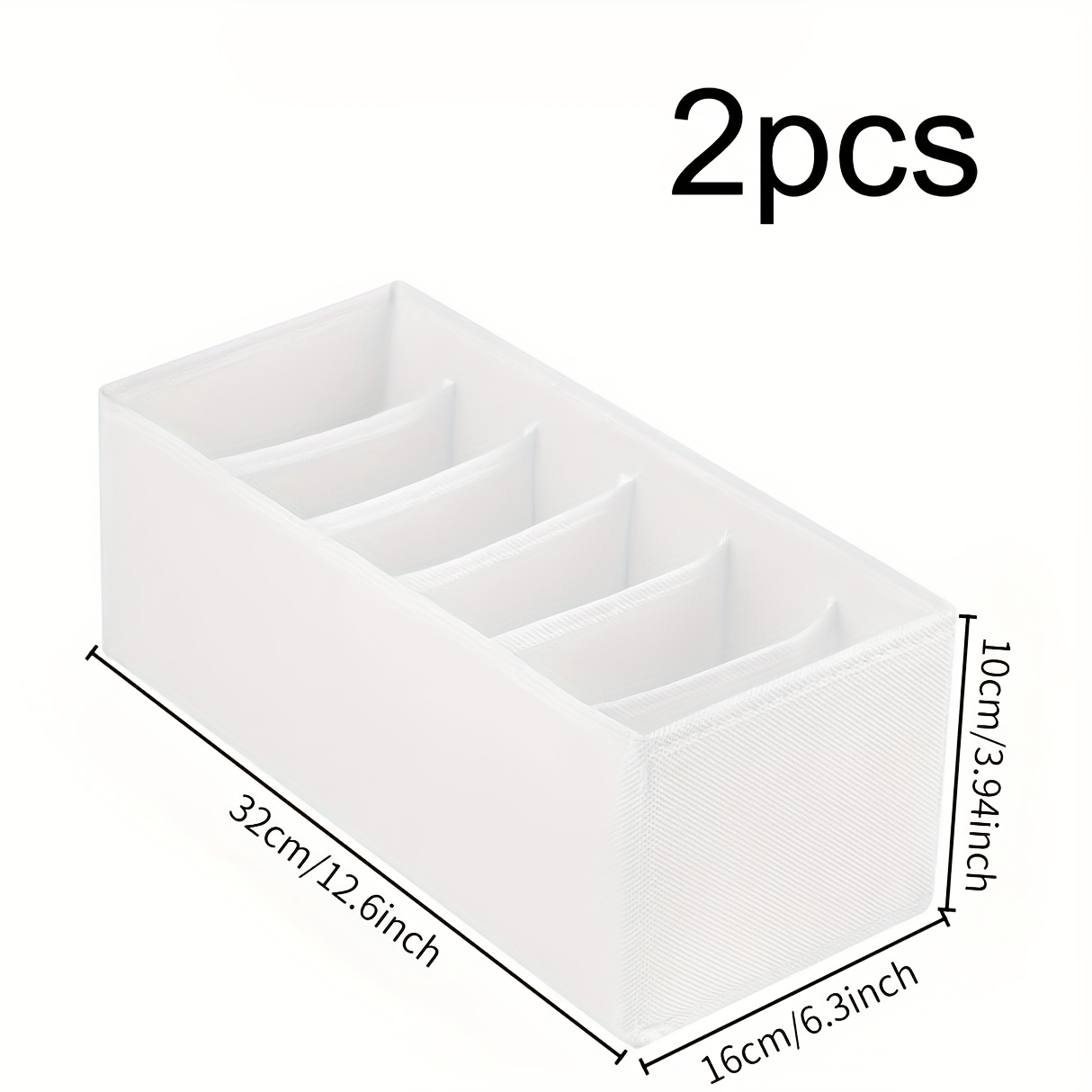 A Storage Box For Belts And Ties Made Of White Fabric, Featuring A Sturdy, Foldable Design With 6 Compartments And . Ideal For Organizing Wardrobe And Dressing Table Drawers