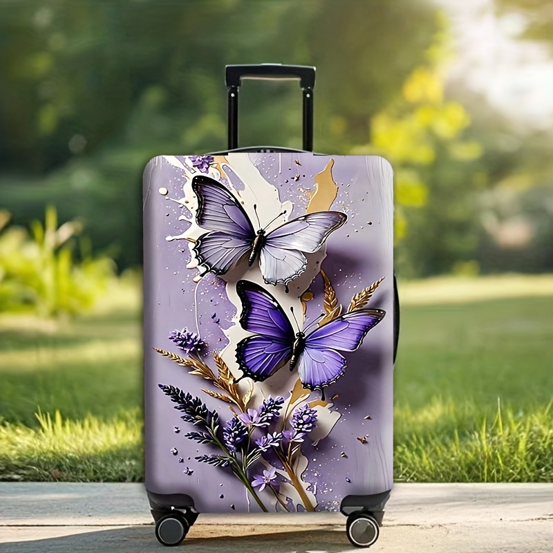 TEMU 1pc Suitcase Cover With And Purple , Luggage Protection Sleeve, Dust Cover For Trolley Cases, Essential Travel Accessory For Luggage
