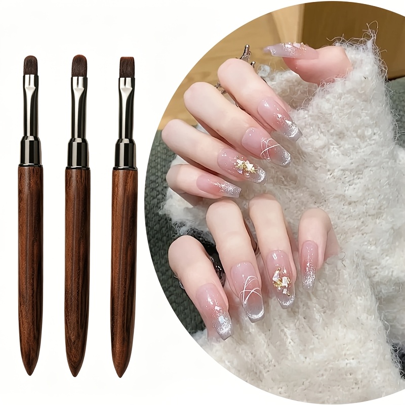 3pcs Nail Art Brush Set with Wooden Handle for Fine Designs