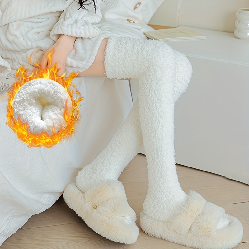 

's Fluffy Fleece Thigh - / , , Knitted & , Washable, , 1