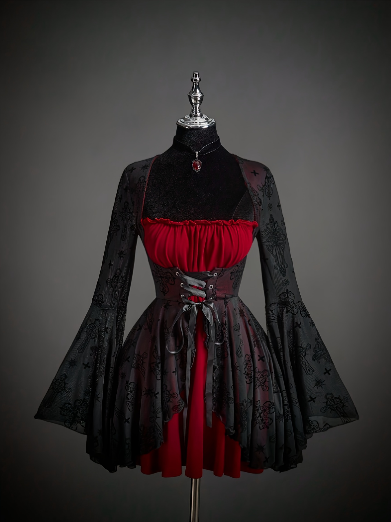 fitted lace wedding dress Black Tulle and Red Sequins Long Prom Dress, Off the Shoulder Evening