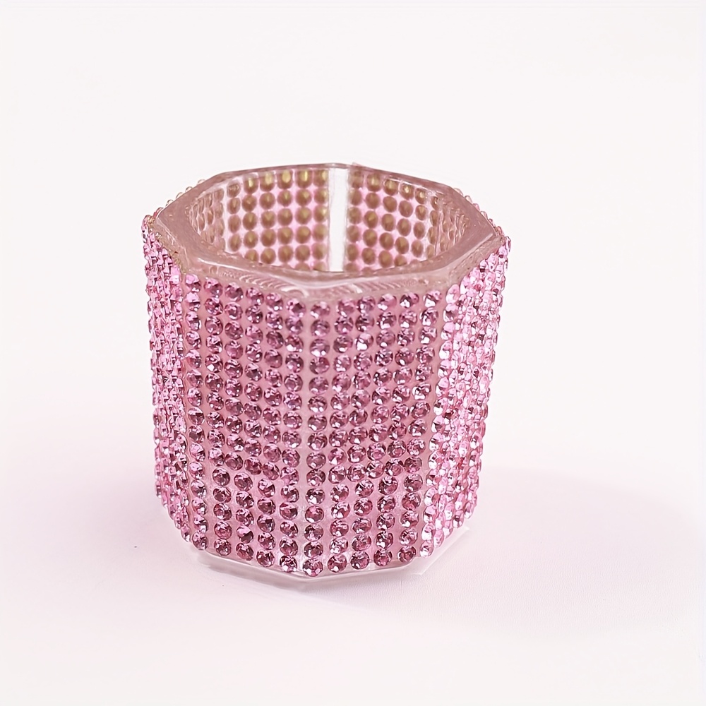 TEMU Mini Coupe à Ongles Octogonale en Verre Cristal Rose Acrylique pour Vernis à Ongles Liquide, Complète avec une Brosse de Nettoyage et un Bol de