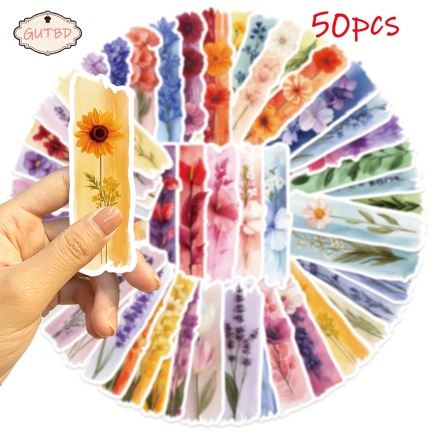 50pcs Gutbd Watercolor Plant Stickers Creative Graffiti Stickers Office Supplies Mobile Phone Computer Stickers High Quality And Durable Cool Stickers Interesting Classic Gift Decoration