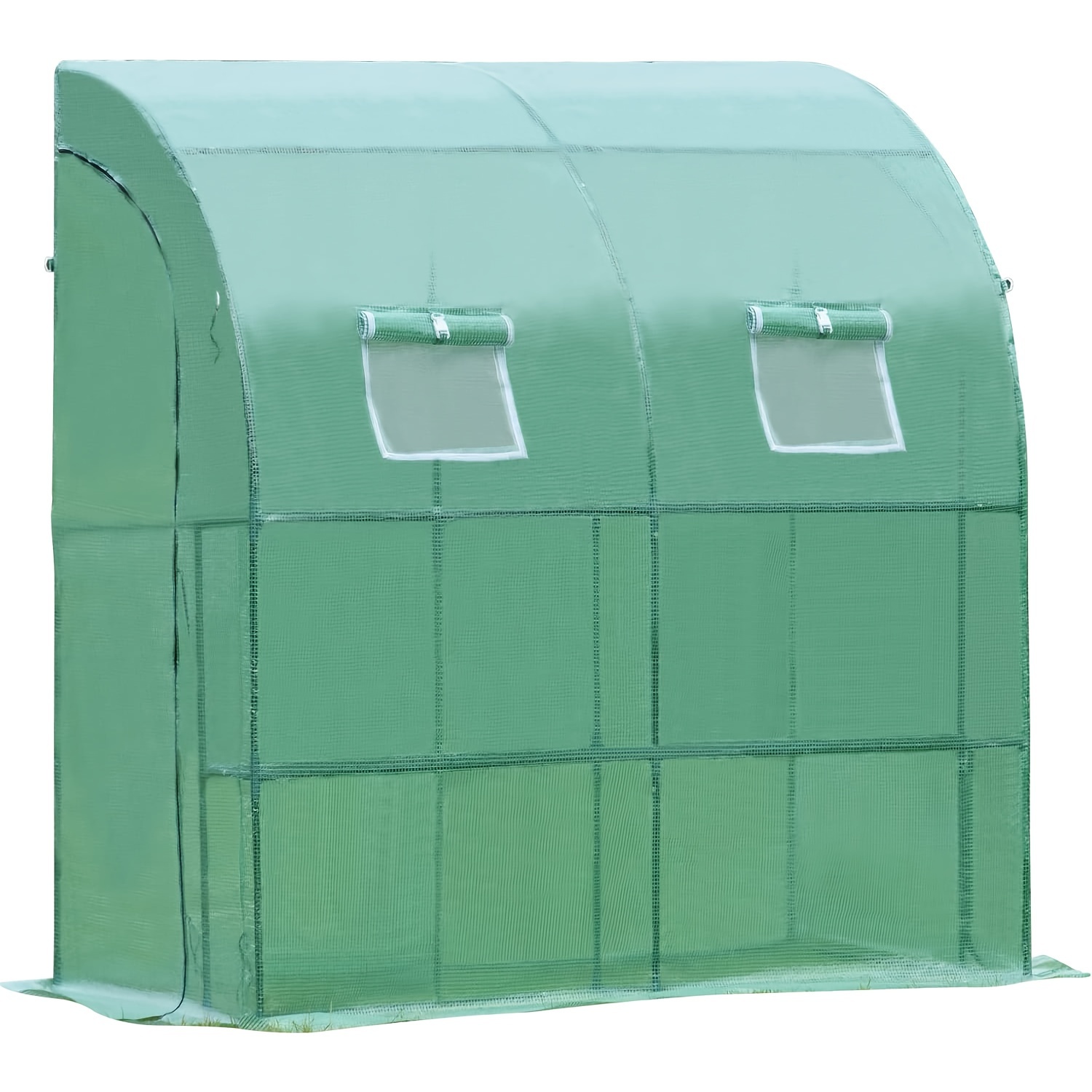 

6.7' X 3.3' X 7.2' Lean-to Walk-in Greenhouse With Shelf And Durable Pe Cover - Green