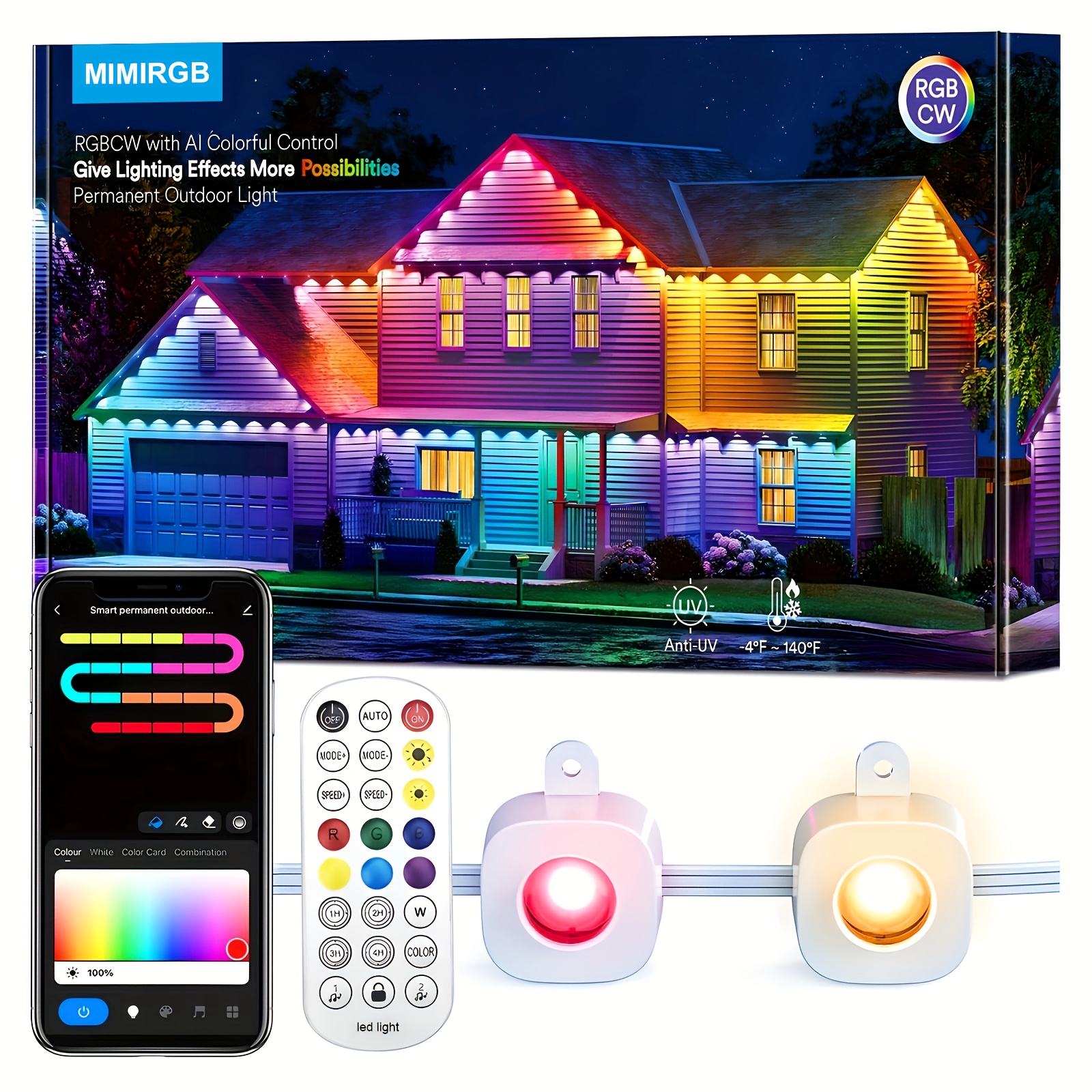 

50ft/100ft/150ft Lights - Smart Wireless App Controlled, Rgb Ic String Lights - Decor, Christmas, Parties, And Outdoor Events, For Business, Store