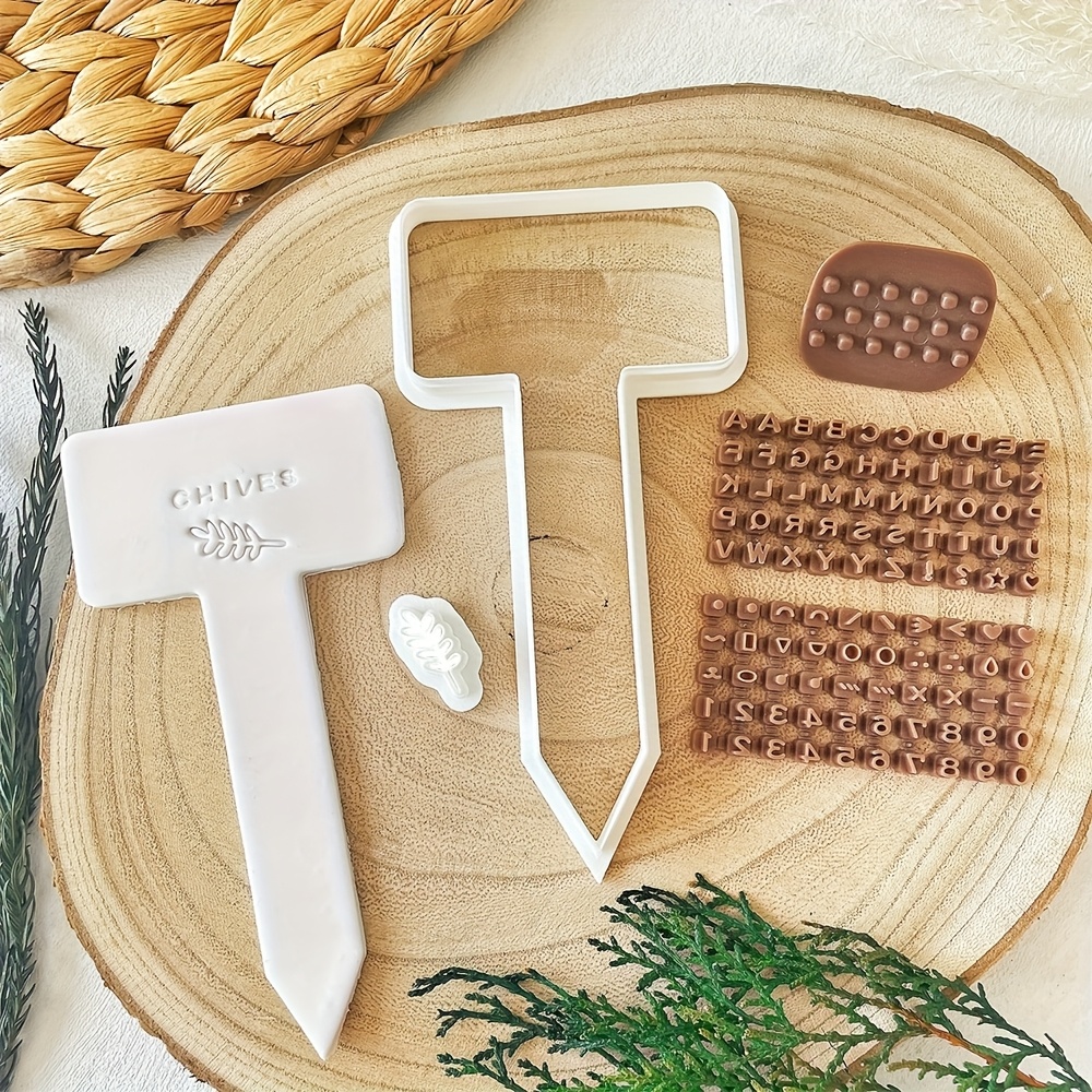 TEMU 5pcs Polymer Clay Cutter Set For And Vegetable Plant Markers, Essential Clay Tools For Garden Decoration, With Alphabet And Number Stamp Ideal