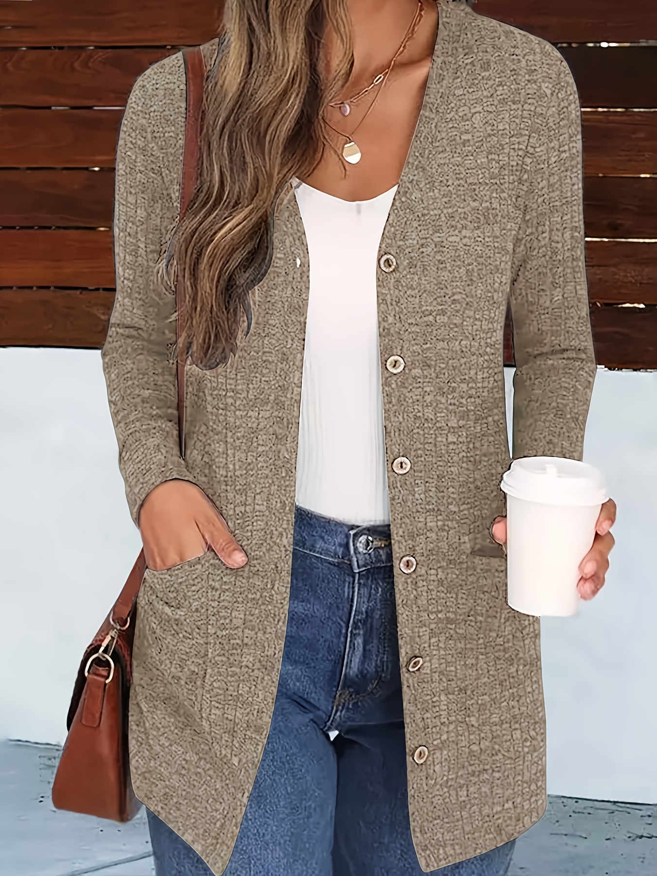   v neck coat with  