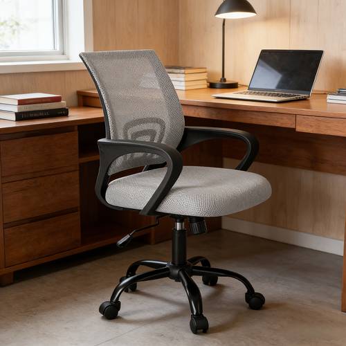 office desk chair with lumbar support and rocking mode height adjustable with fixed armrest for computer gaming conference meeting room 360 swivel