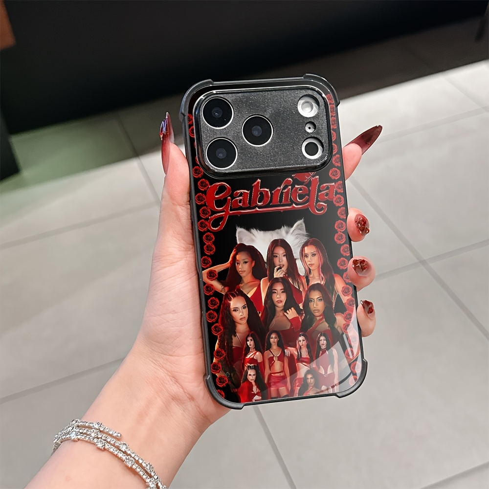 TEMU Phone Case - G-gabriela Rose Illustration Phone Case Suitable For Iphone 17 16e 16 15 14 13 12 11 Pro Max Anti-drop Tempered Glass Back Cover