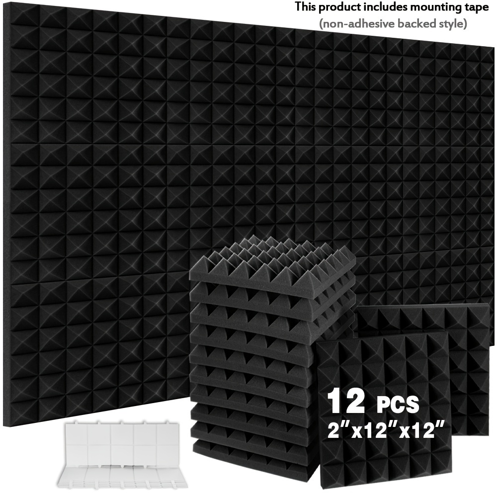 

Oloblb 12pcs Acoustic Foam Panels - High-density Pyramid Soundproofing Foam For Studio & Home , Flame Retardant, , Voc Free