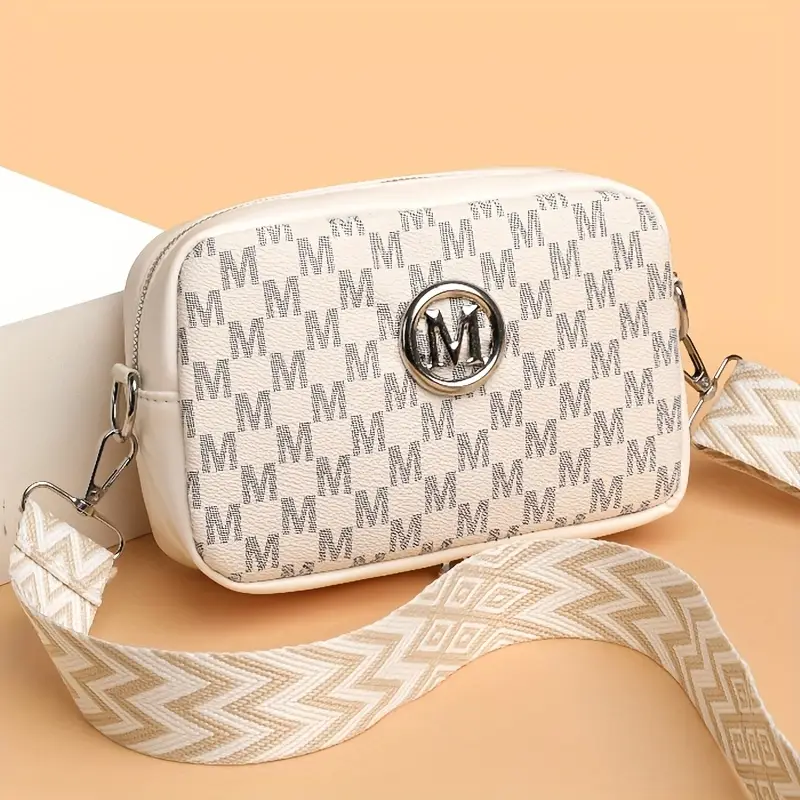 perfect lily mini crossbody bag black white check pattern adjustable strap zip closure lightweight multi use shoulder tote bag for everyday pattern bag zippered closure small purse details 7
