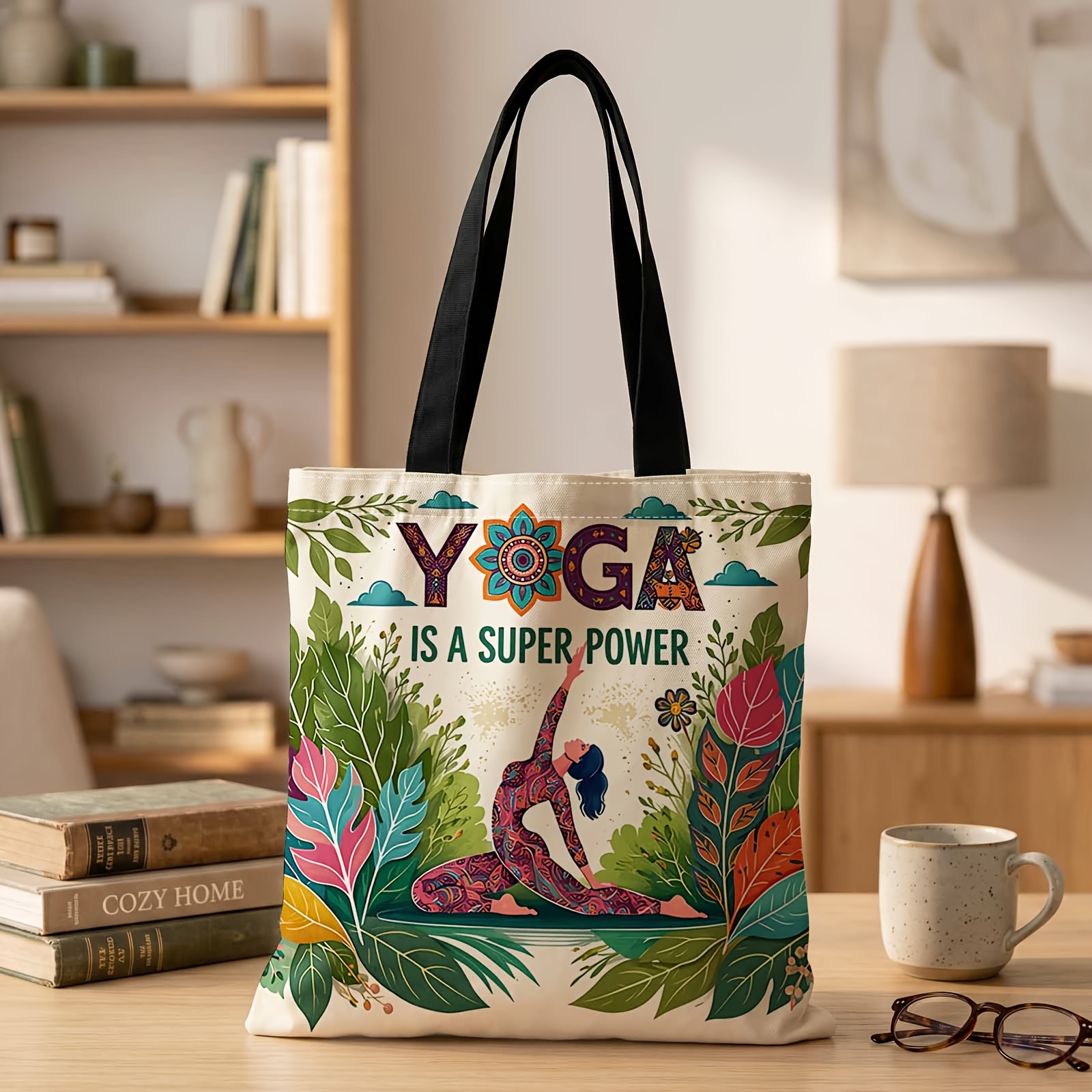 TEMU 1pc 2d Printed Handbag Boost Pattern, Reusable Fashion Shoulder Bag Handbag Shopping Tote Bag Suitable For Shopping Office Vacation Daily And