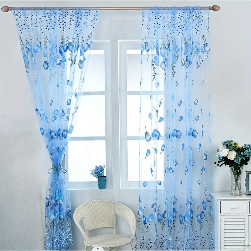 

Blue Tulip Sheer Curtain - Lightweight, Rod Pocket Design For Bedroom & Living Room Decor, Perfect For Home Parties, Thanksgiving, Halloween, Easter, Christmas Gifts, 39x78 Inches