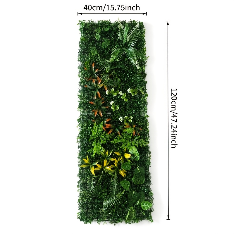 TEMU Pared de plantas verdes artificiales prémium de 15.75×47.24 pulgadas, plástico resistente a los rayos UV, para exterior e interior, , , biombo,
