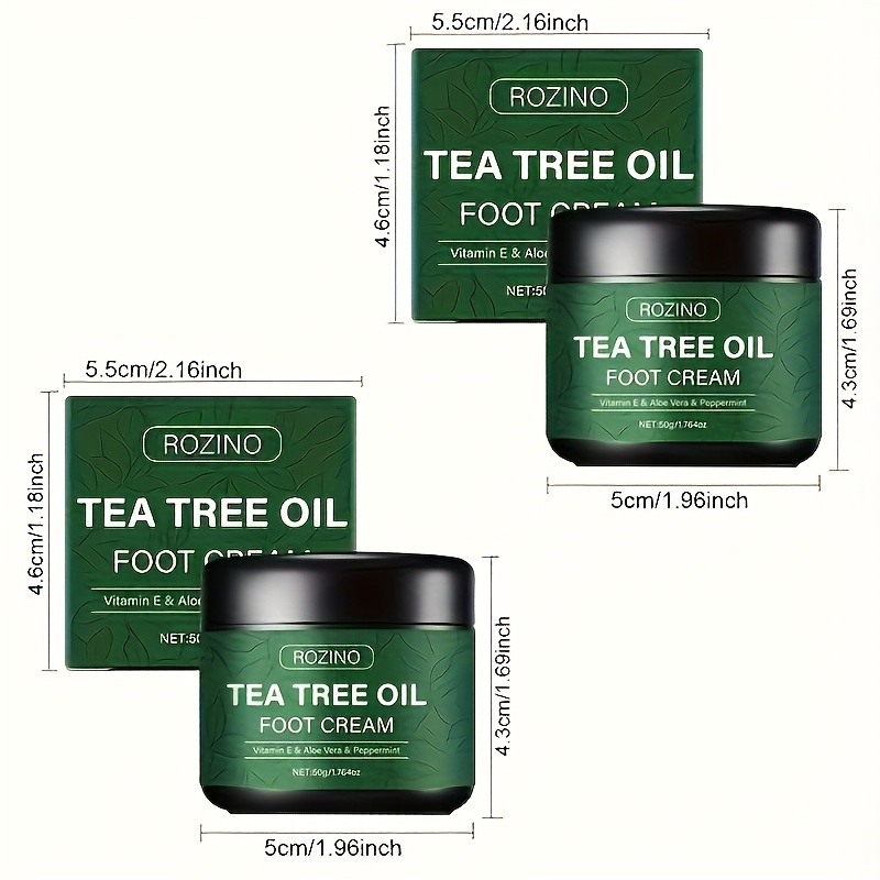 2-Pack Tea Tree Oil Cracked Skin Cream with Vitamin E for Dry, Cracked Hands, Ankles, and Feet, Moisturizing and Softening