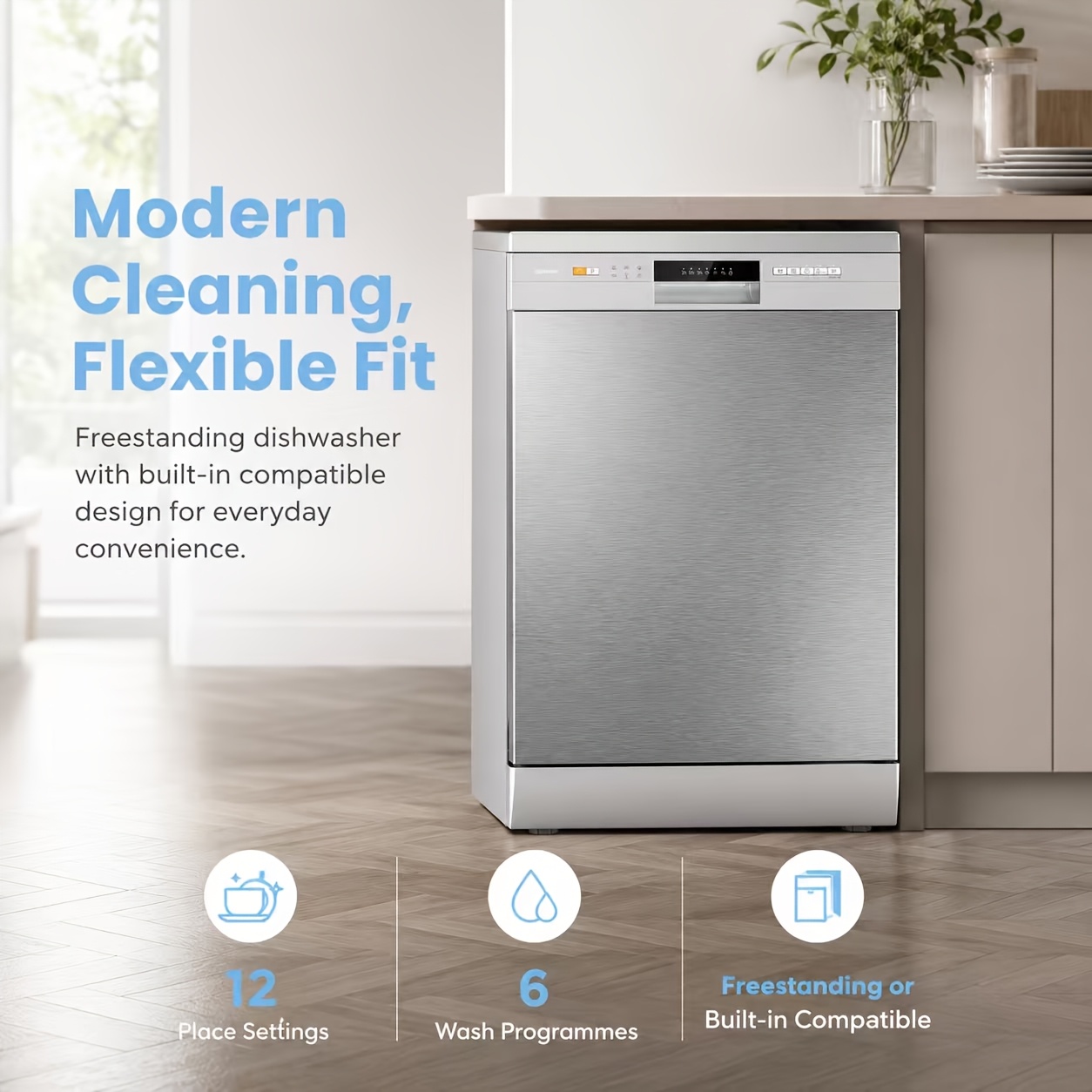 Midea Household 12-set Dishwasher, Comfee Model High-temperature Sterilization Deodorization Washing, Independent Built-in Dual Installation Mobile Remote - Water- Dishwasher