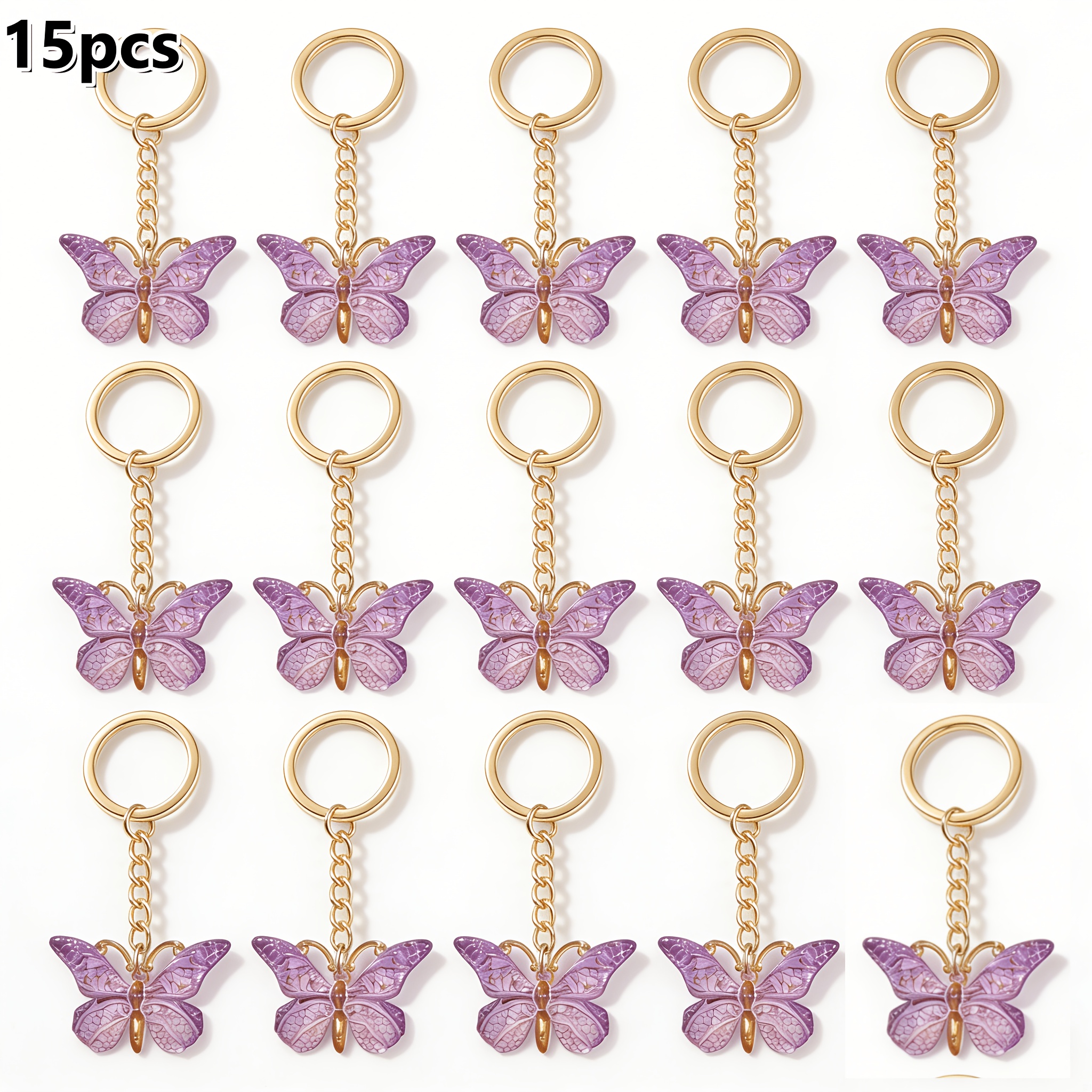 TEMU Gift For Her/him 15pcs Multicolor Gradient Keychains, Key Rings, Exquisite Gifts For Holiday Parties. Romantic Keychains, Great Gift Items.