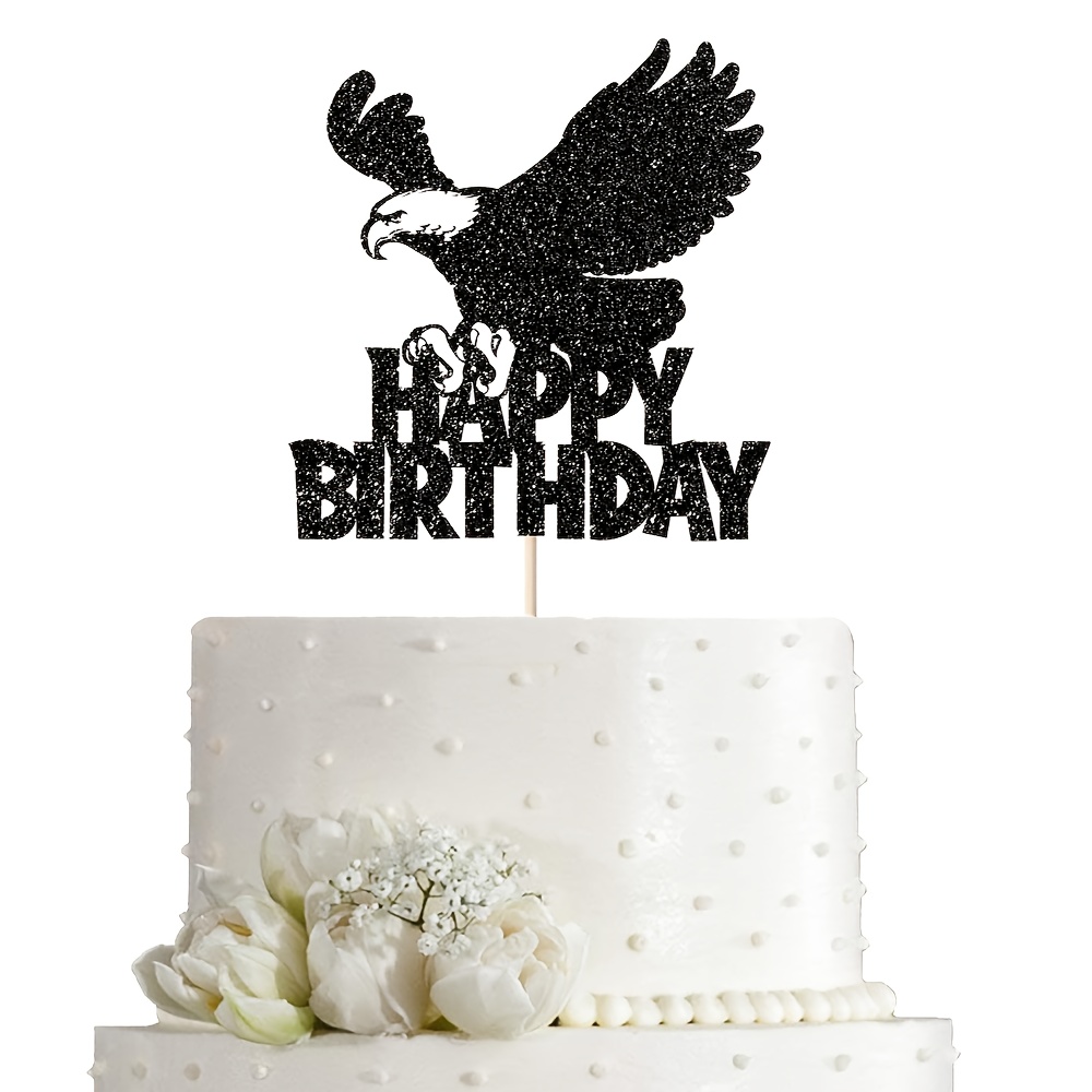 1pc Black Eagle Birthday Cake Topper - Eagle Cake Decor - Wildlife Theme Party Decoration - Non-electric Eagle Silhouette For Men Women