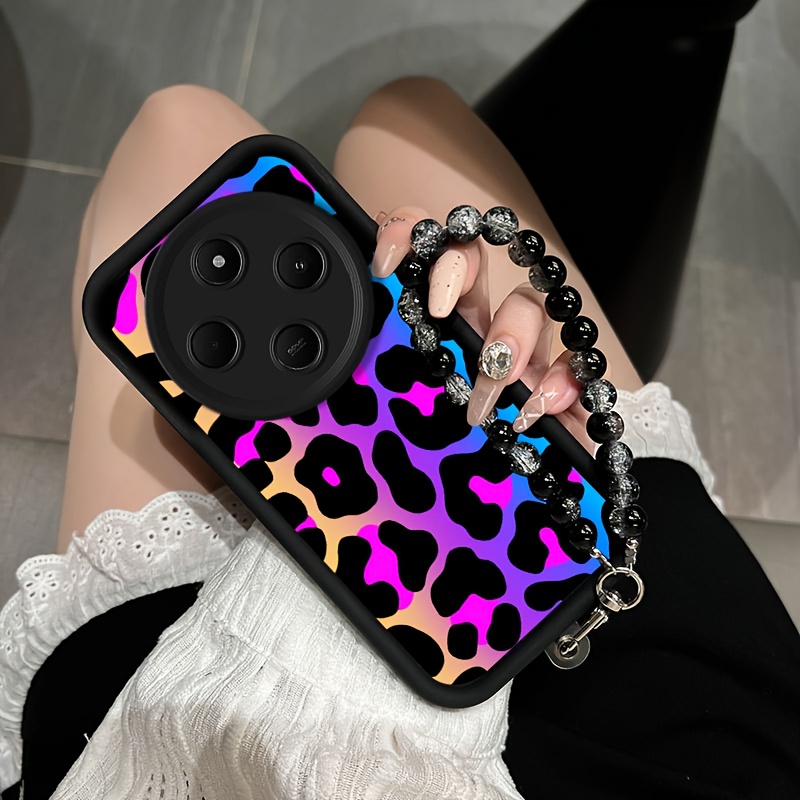 TEMU Phone Case: Compatible With Redmi 14c 4g, With Phone Lanyard, The Soft Girl Preppy Aesthetic Cutegraffiti Leopard Print Pattern Phone Case Is