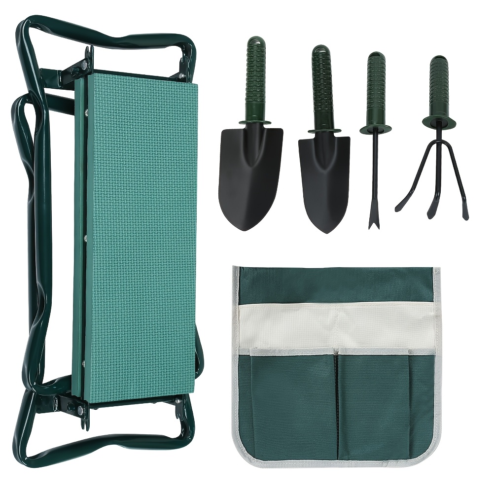 60 X 50 X 28cm, 2-in-1 Gardening Kneeling Stool, Green, Gardening Stool With Eva Foam Padding, Foldable Gardening Stool/work Stool, With Tool Pouch, Harvesting Stool/folding Stool/kneeling Stool
