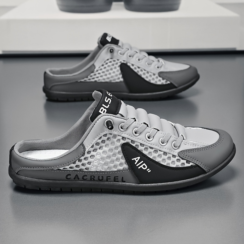 TEMU Men's Slip On Breathable Non Slip Casual Shoes, Summer Block Round Toe Slippers For Outdoor Walking Camping Casual Activities