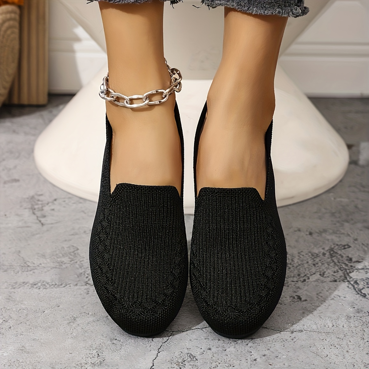 Women'S Purple Knit Loafers - Slip-On, Lightweight, Non-Slip Flat Walking Shoes, Casual All-Season Low Top Fabric Sneakers, PVC Sole and Fabric Insole, Comfortable and Breathable, Allseason Loafers | Casual Loafers | Comfortable Footwear, Loafer Sneakers
