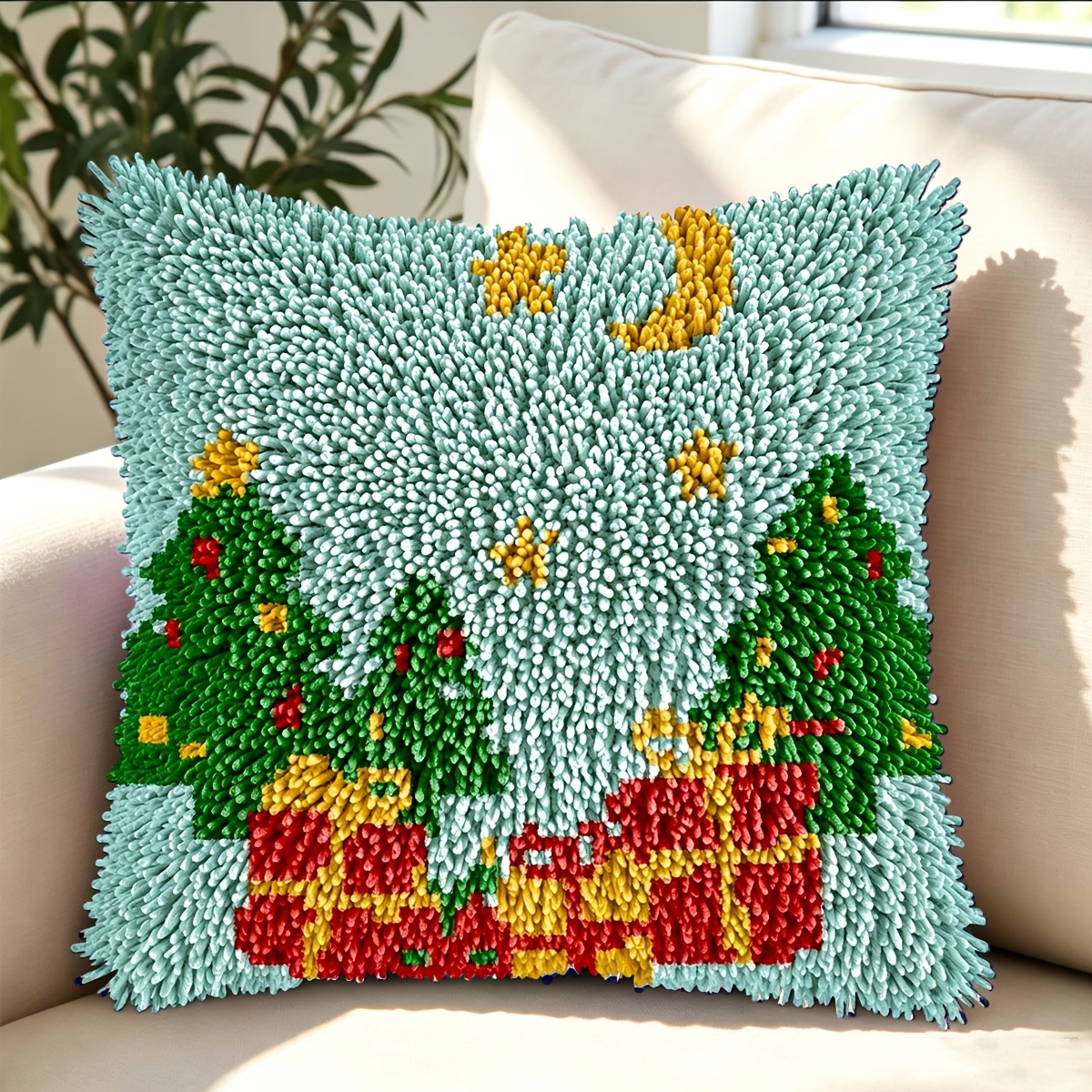Latch Hook Kit Pillow Plant, Merry Christmas Pattern