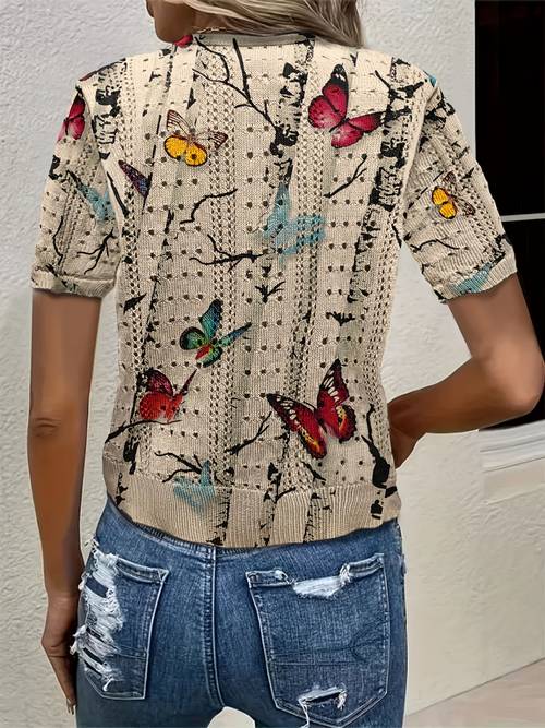 bohemian style crochet look cardigan for women 3d openwork cardigan v neck short sleeve loose top spring summer lightweight breathable cover up vintage style outerwear
