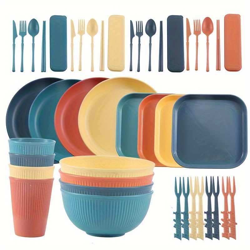 Platos de plástico, platos reutilizables de 10 pulgadas, juego de 12  unidades, multicolor