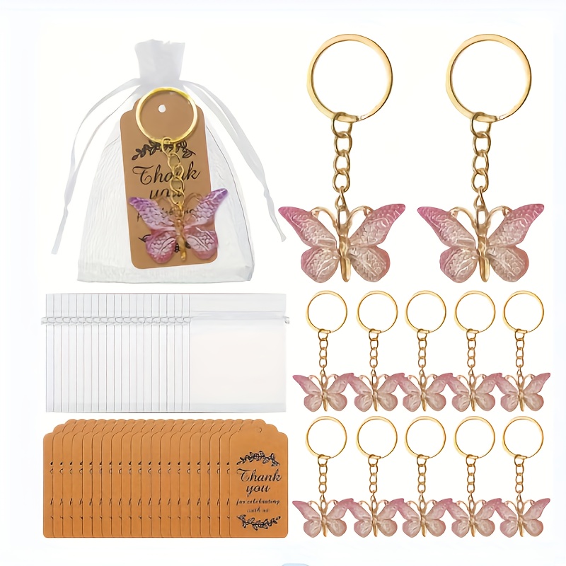 36pcs Keychain Set - Holiday Favors With 12 Keychains, 12 Gift Cards, And 12 Gift Bags - Creative Pendant, Gradient Keychain, Exquisite Gift, Romantic Keychain, Practical Gift