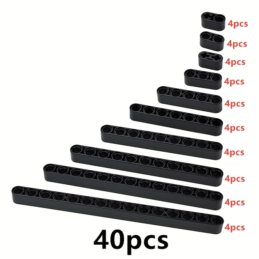 Image of 40pcs Technical 1x2 1x5 1x7 1x9 1x13 1x15 Building Blocks Axle Hole Bulk Thick Hole Arm Liftarm Beam Moc Bricks Toy 32316 60483