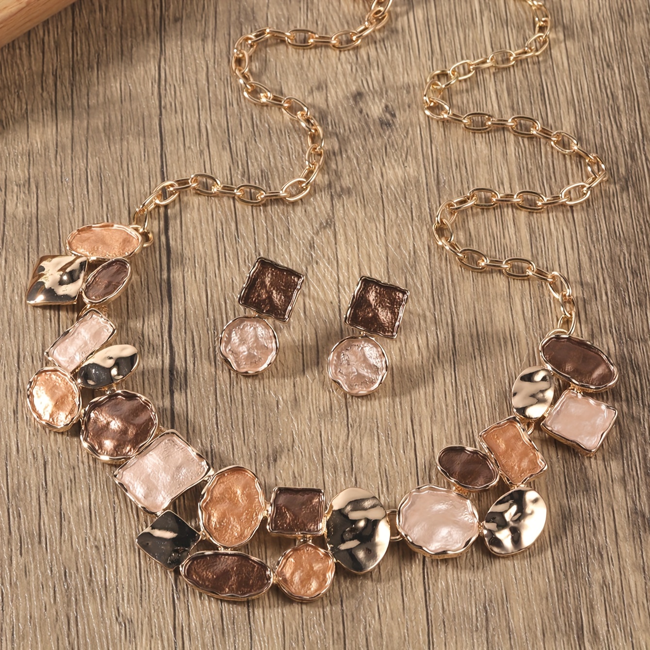 Geometric Circle Links Jewelry Set for Women