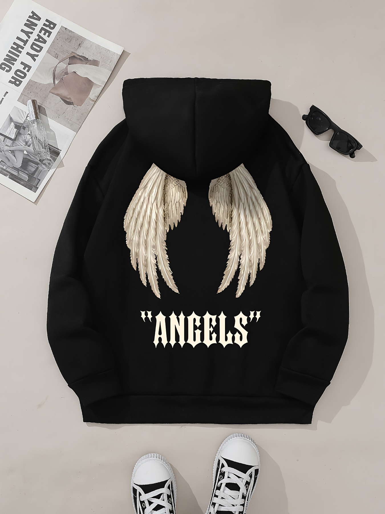 lightweight womens casual angel wings a letter print hoodie Temu