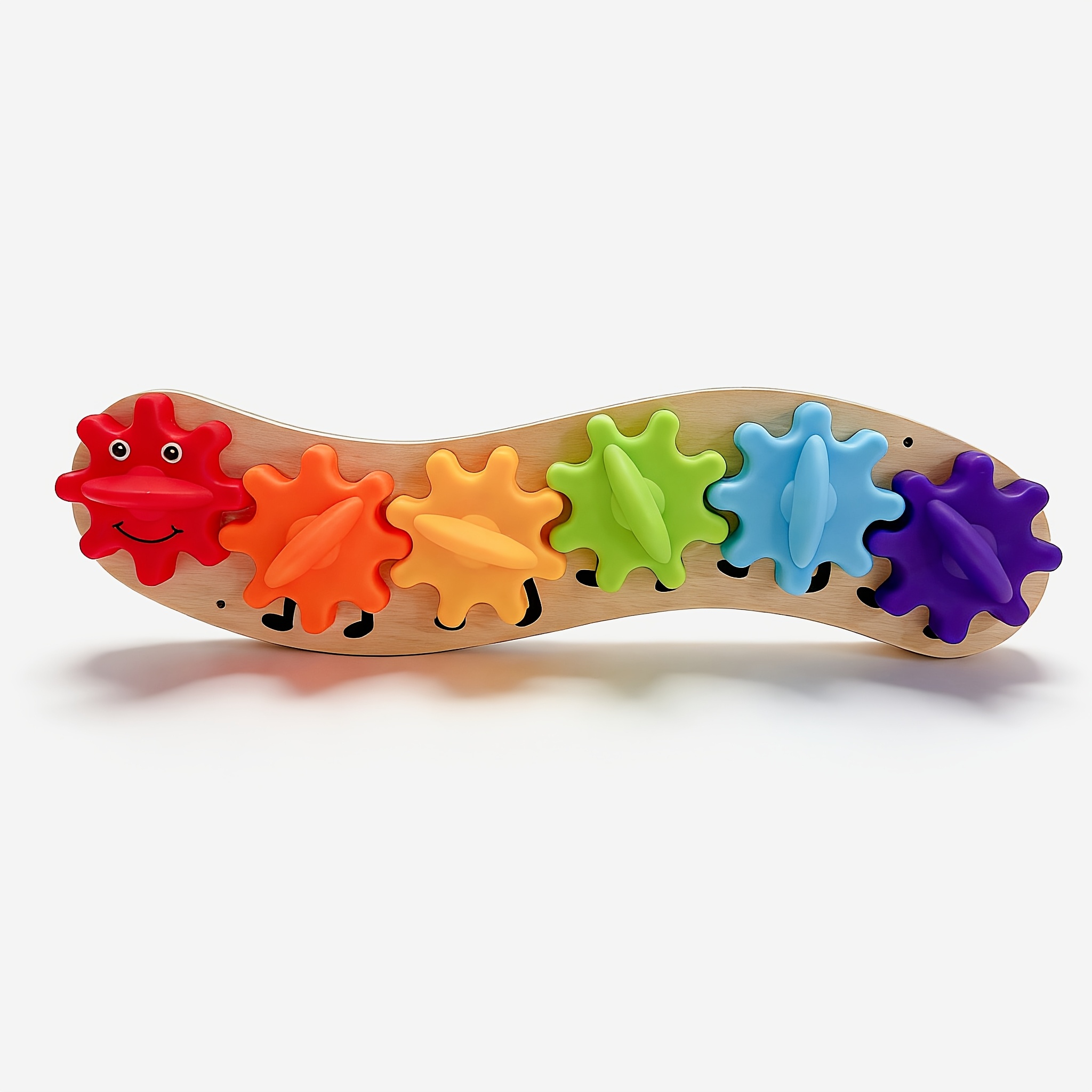 Image of Colorful Caterpillar Gear Parts Early Educational Wooden Toy, Color Recognition, Preschool Early Learning Gift For Kindergarten