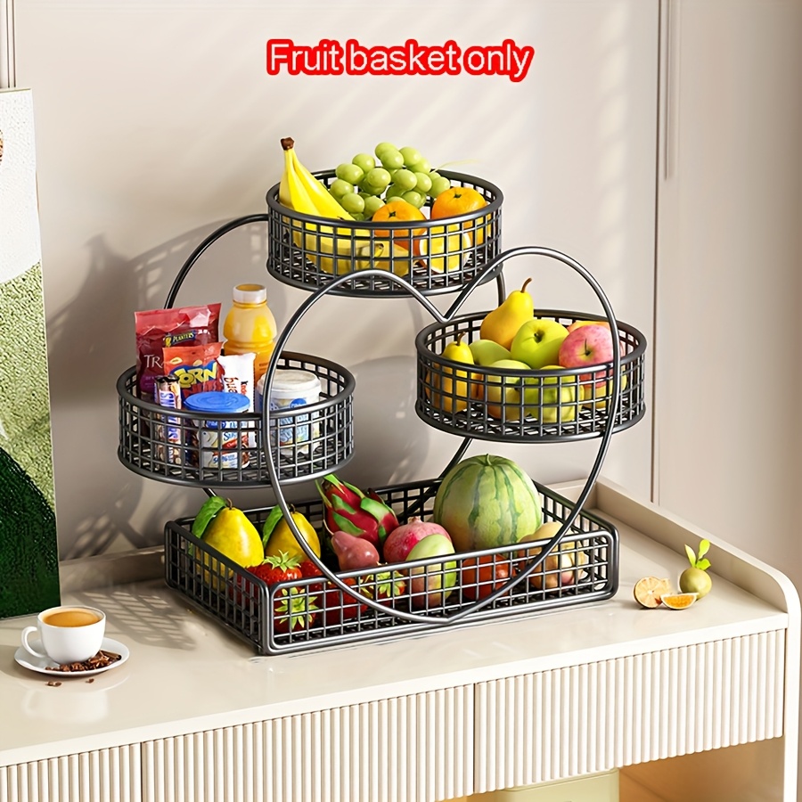 E-shop herzförmiger 3-stöckiger Obstkorb, Obst- und Gemüsekorb für die Arbeitsplatte, geeignet für Brot, Snacks, Gemüse, Obst, Cupcake- und