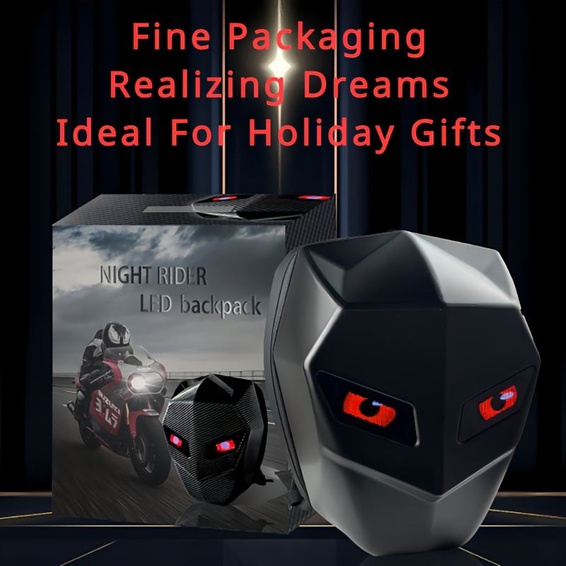 LED Rider Backpack ブラック Crelander Motorcycle Backpack, LED Programmable Knight Bag