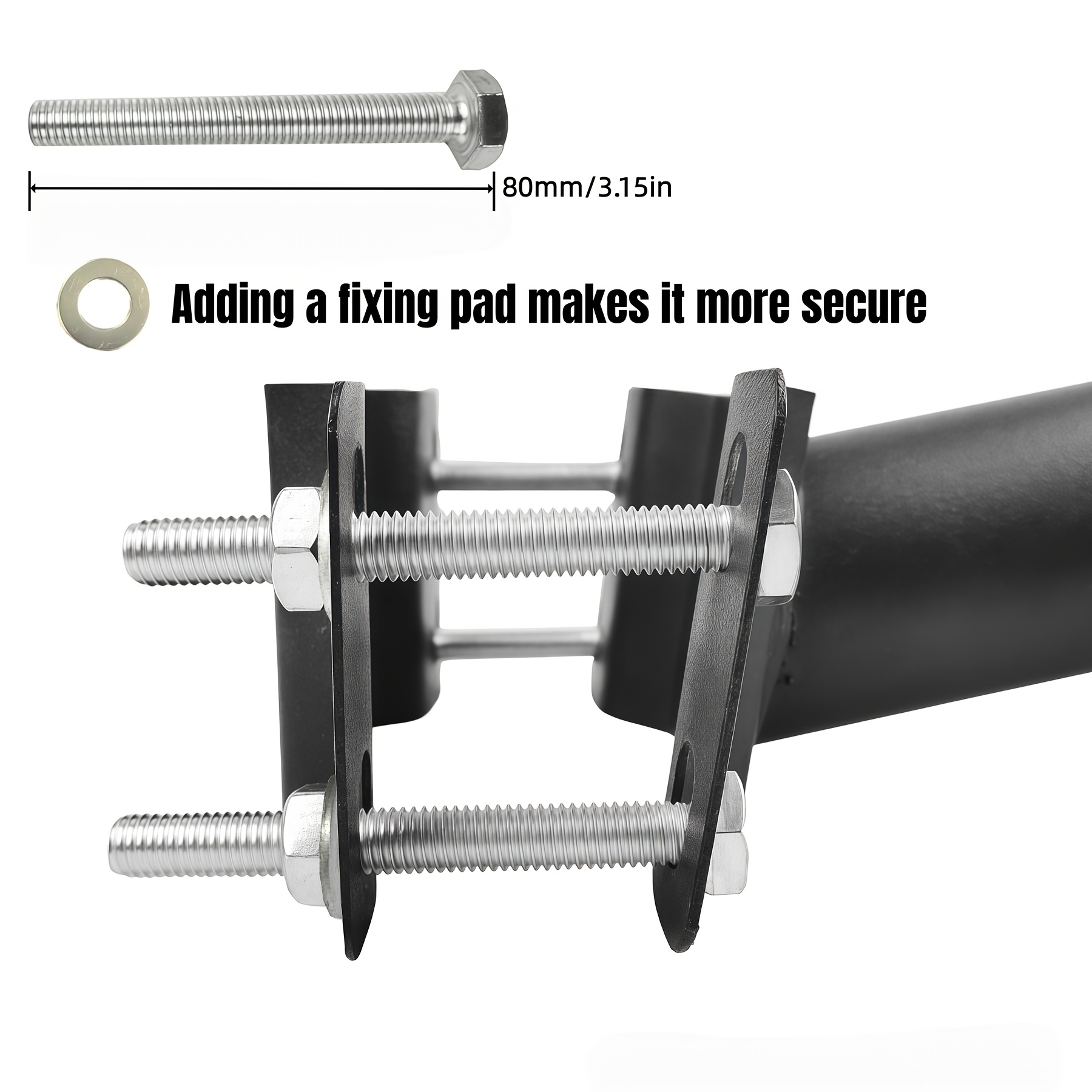 1pc   wall mounted light pole supports pile installation sand black paint anti rust   metal iron with 8 fixing pads 4 expansion screws 4 long screws 4 nuts small wrench Product details 1