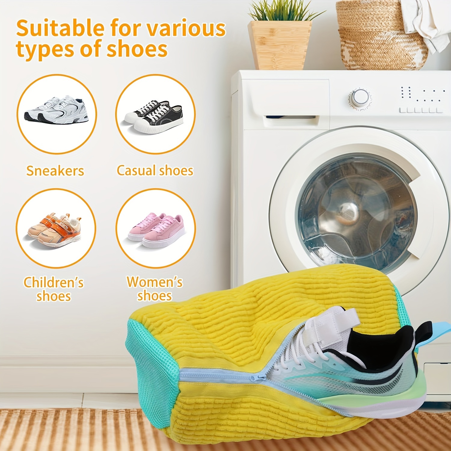 cross border spot washing machine lazy   artifact for home use shoe bag and shoes anti deformation polyester cylindrical wash care bag laundry bags details 1