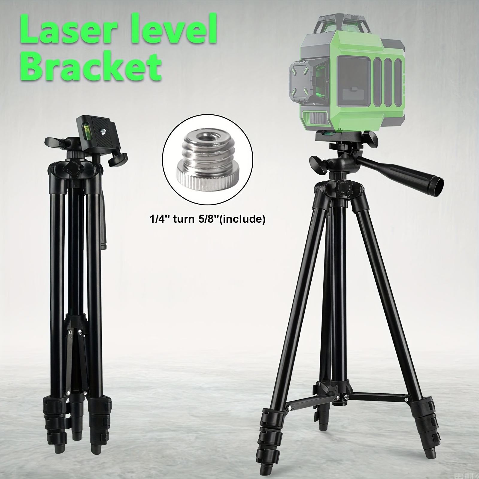 Image of Uegogo 50 Inch Retractable Lightweight Laser Level Tripod With 1/4 Inch To 5/8 Inch Adapter, Portable With Storage Bag, For Laser Scanners And Industrial Measuring Equipment, Tripod