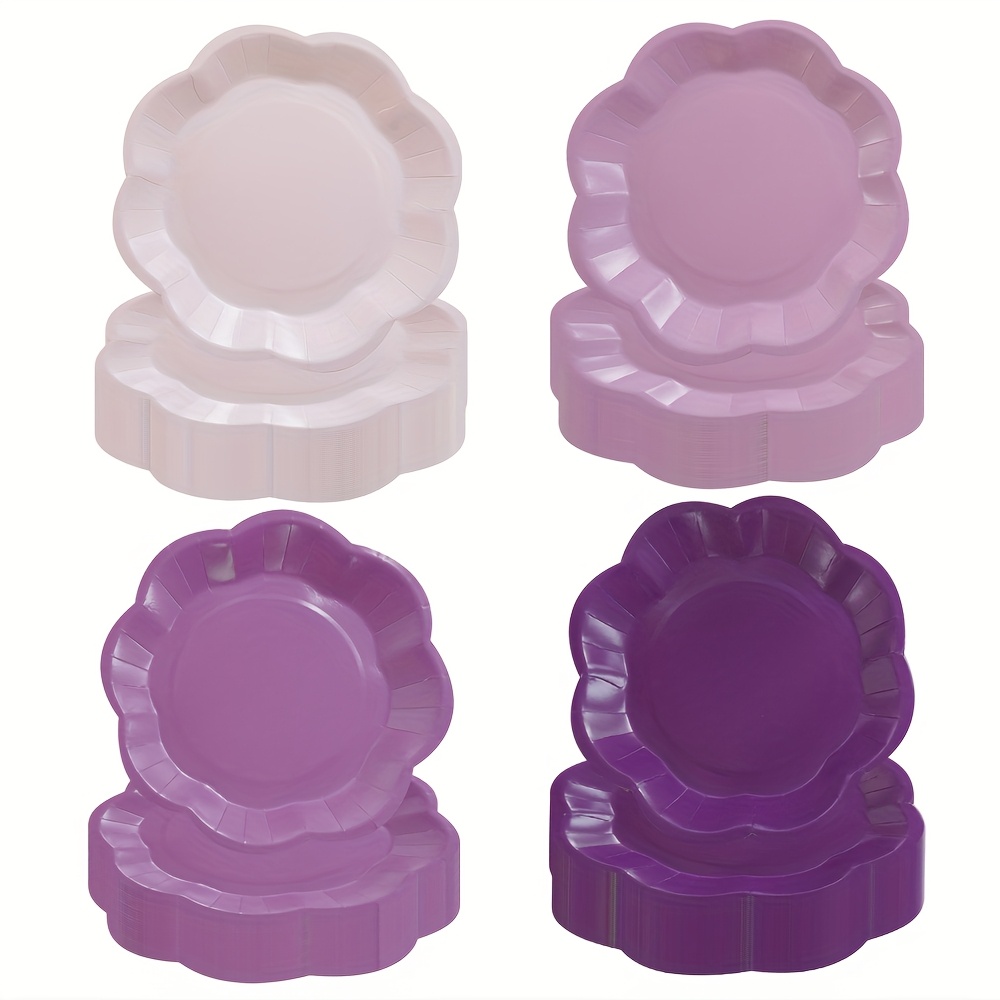 Image of Set Of 40 Purple Paper Plates For Purple Cake Celebration, Measuring 7 Inches, Perfect For Lilac And Lavender Themed Birthday Party Decorations Halloween Christmas Thanksgiving