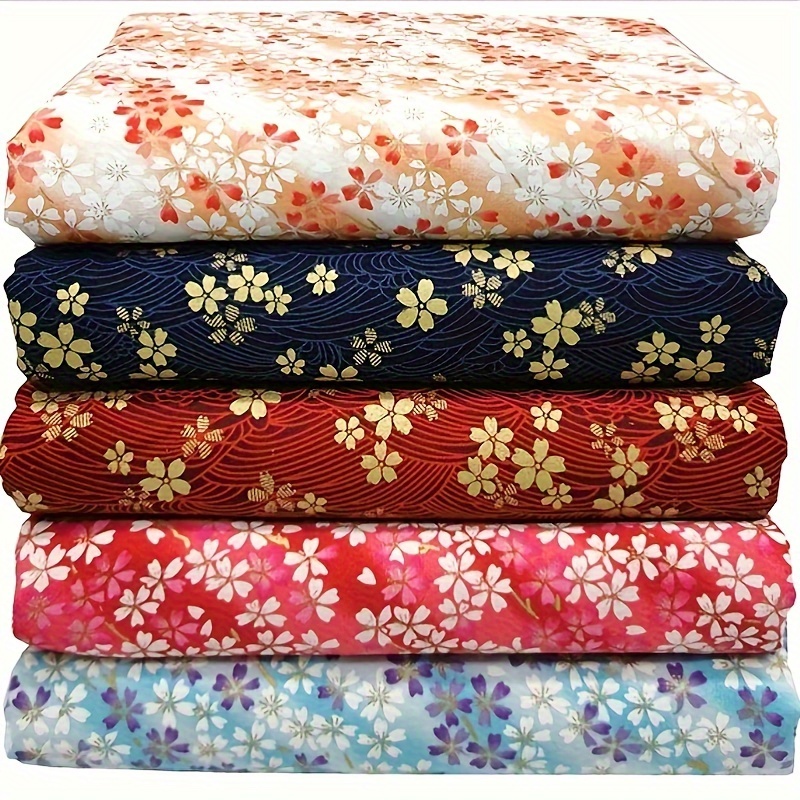 

5pcs New Style Japanese-style Printed Fabric, Traditional Sakura Printed Cotton Sewing Fabric For Kimono Bag Diy Quilting Festivals Gift 13.8in*9.45in/35cm*24cm