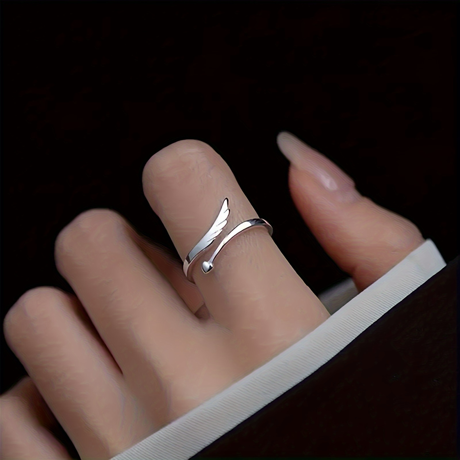 1pc, Simple Angel Wing Open-ring Design, Adjustable Size Ring, Suitable for Pairing with Outfits, for Daily Wear, Parties, Weddings, Etc., a Women's Jewelry Gift
