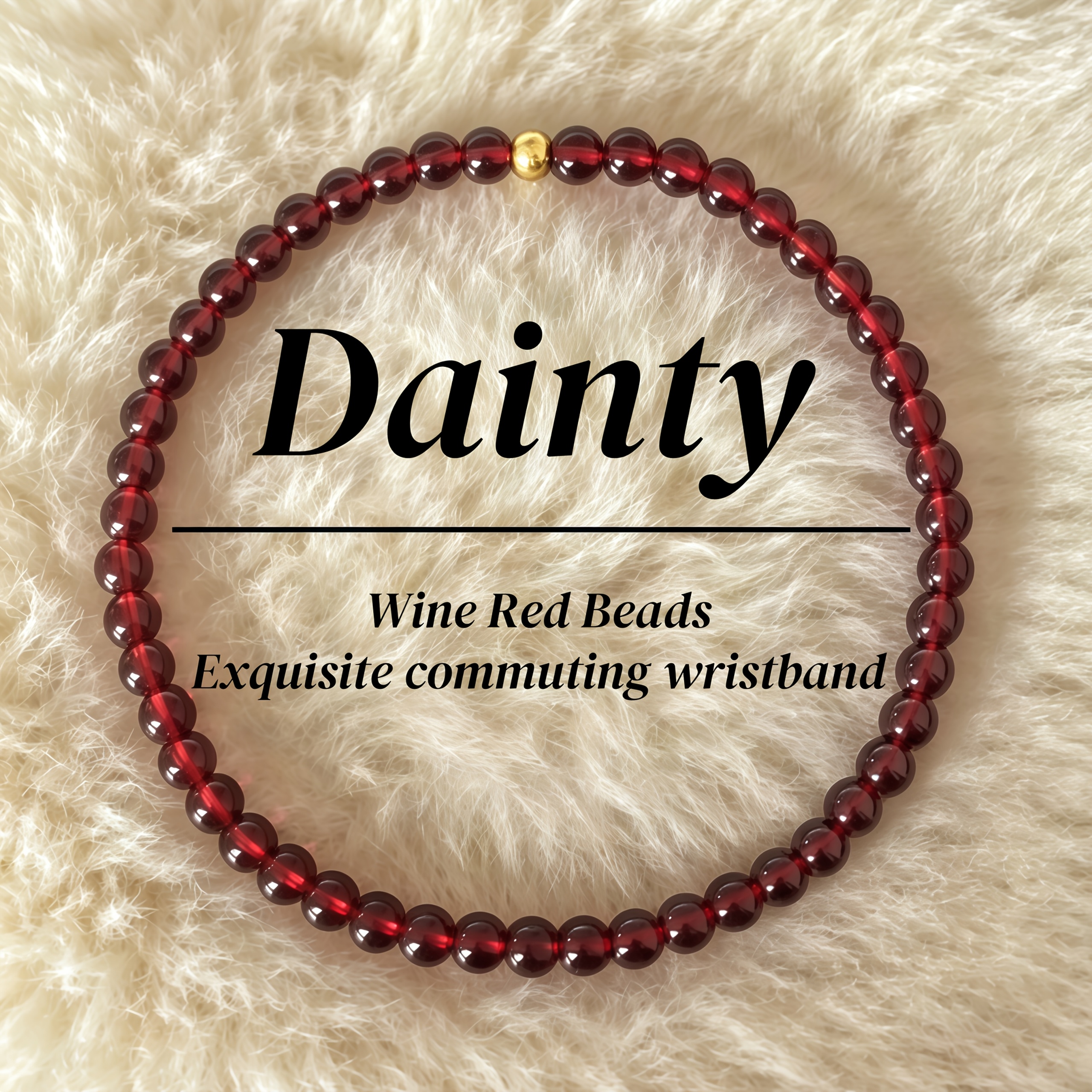 TEMU Fine Wine Red Round Bead Elastic Bracelet, Simple Commuting Wrist Accessory, Lightweight And Versatile Daily Men's Trendy Accessory Bracelet
