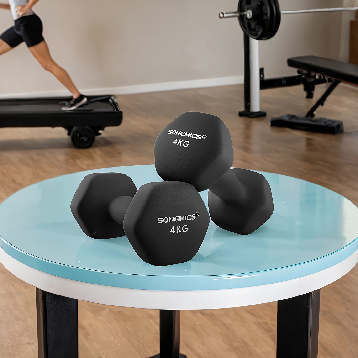 TEMU Dumbbells, Pair Of 2, Dumbbell Set, Short Dumbbells, Hexagon, Neoprene Coating, Strength Training, Workout, Fitness Training, For Home