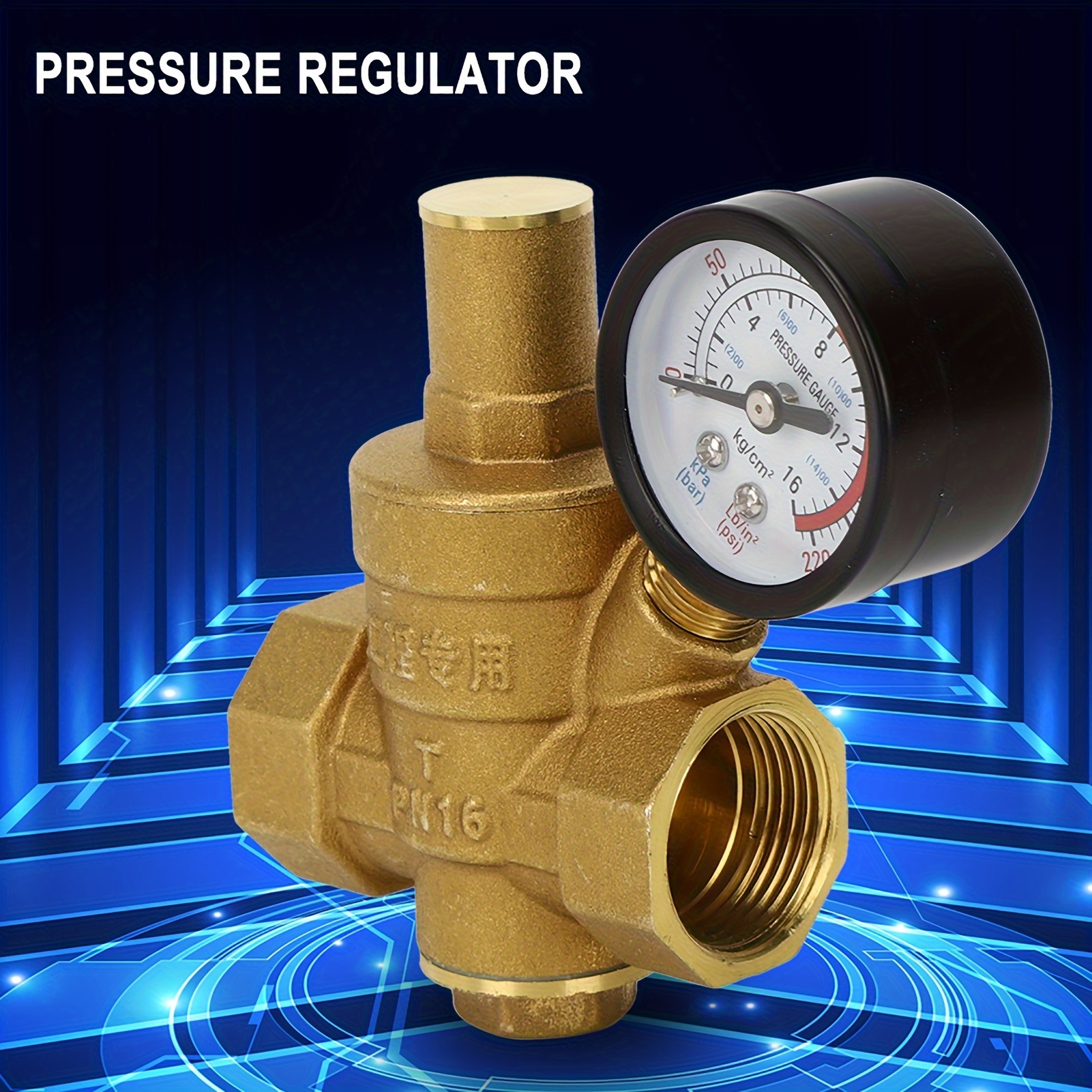 

Dn20 Brass Adjustable Water Pressure Regulator Reducer With Gauge Meter