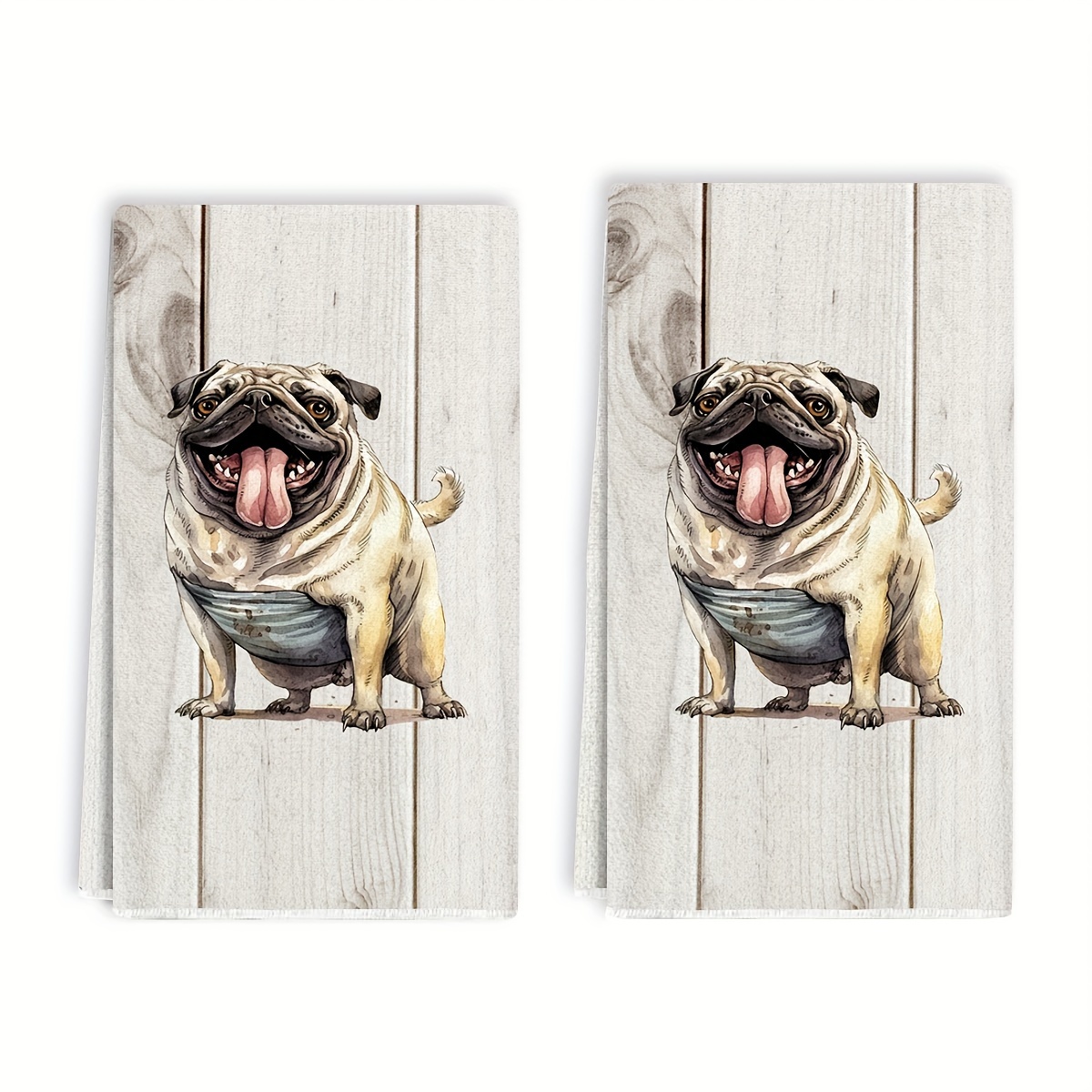 

2pcs, Hand Towels, Wood Grain Cute Dog Printed Dish Towels, Ultra-fine Microfiber Contemporary Absorbent Dish Cloths, Tea Towels For Cooking, Baking, Housewarming Gift