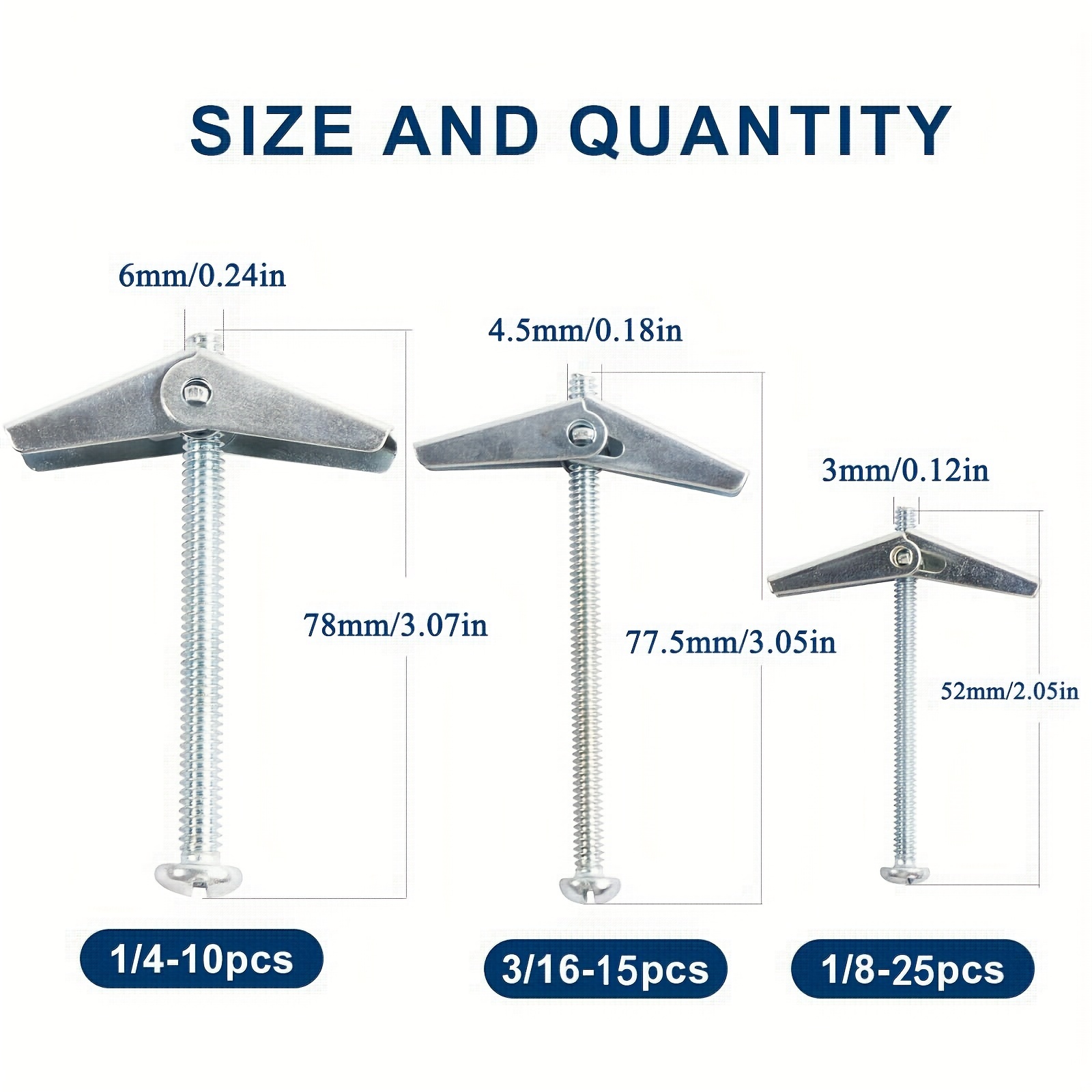 Toggle Bolt Wing Nut Kit Heavy duty Metal Wall Anchors Temu